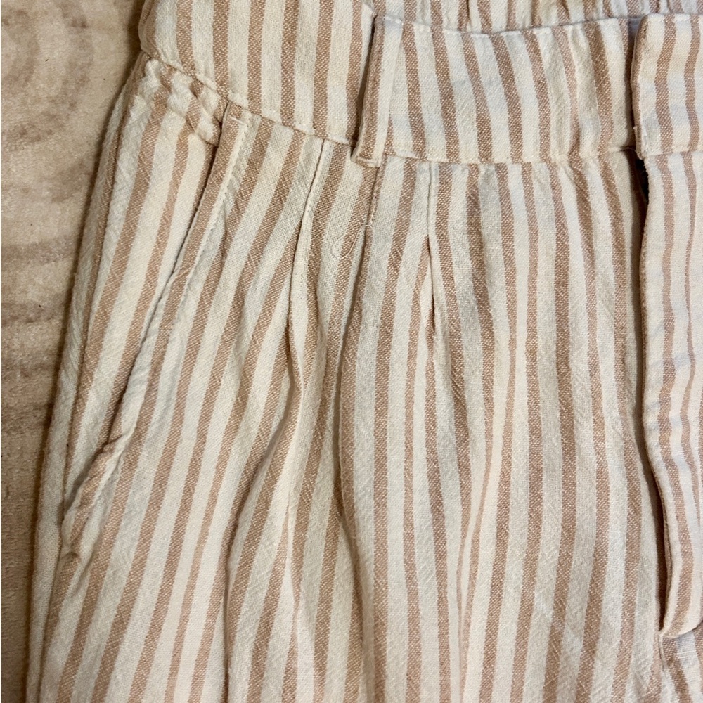 Abercrombie & Fitch Striped Tan Women’s Linen Blend lined Pant size:Sr - Picture 8 of 13